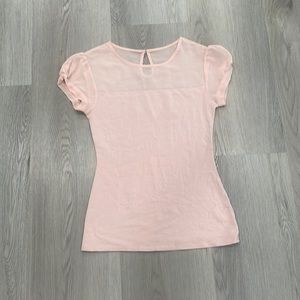 Express Pink Sheer Blouse cap sleeves